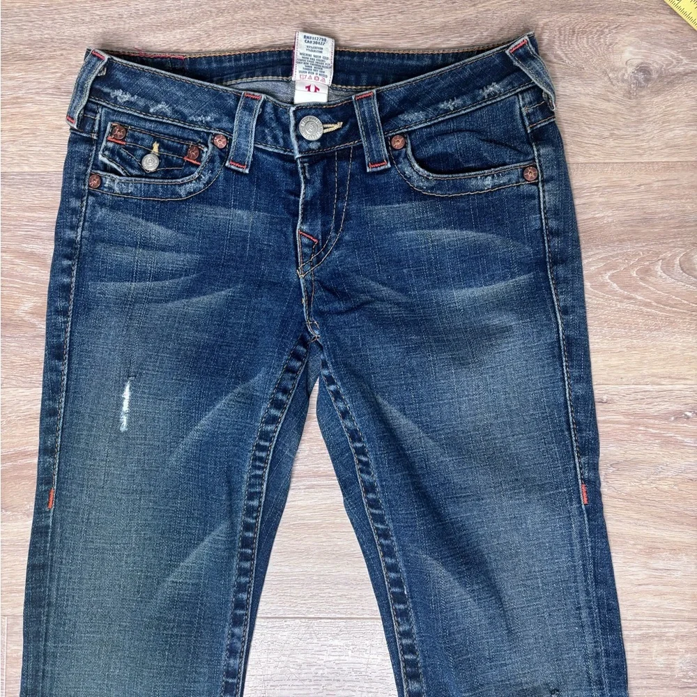 True Religion Y2K Flap Pocket Jeans Size 27‎ Horseshoe Stitch Bootcut